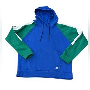 Reebok Women’s  Blue and Green Colorblock Cover-Up hoodie EUC Size XL
